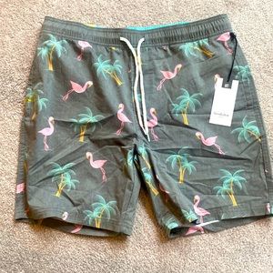 Men’s Goodfellow Swim Trunks - Flamingo and Palm Trees - M - Brand New
